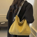 Corduroy handbag with wide shoulder strap