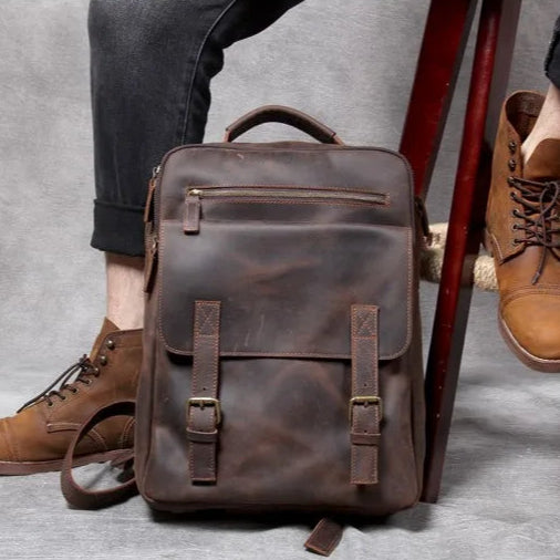 Leather hiking rucksack