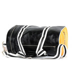 Two-tone leather overnight duffle bag