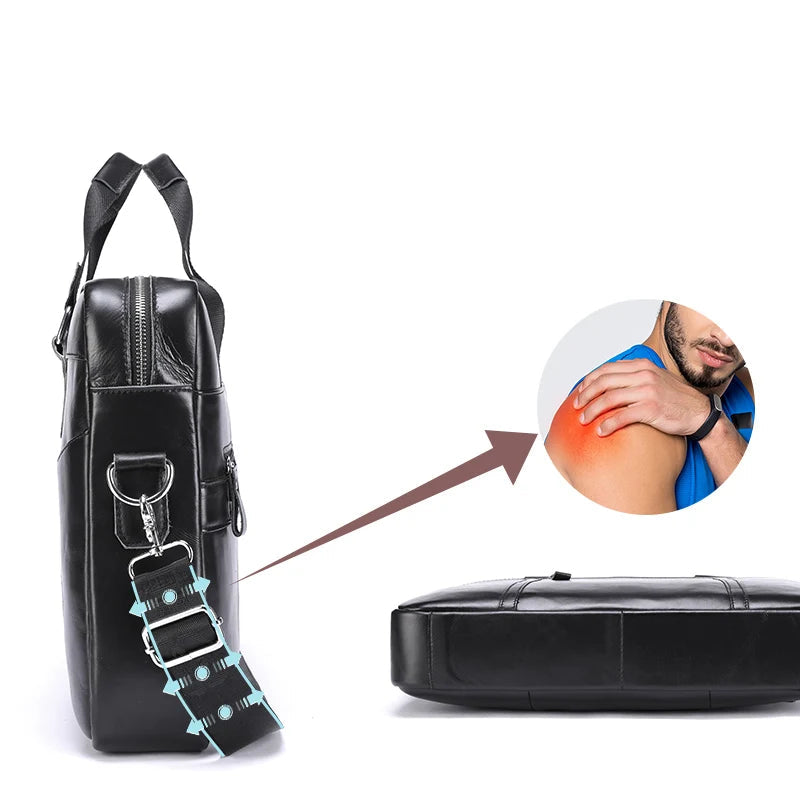 Leather laptop shoulder bag