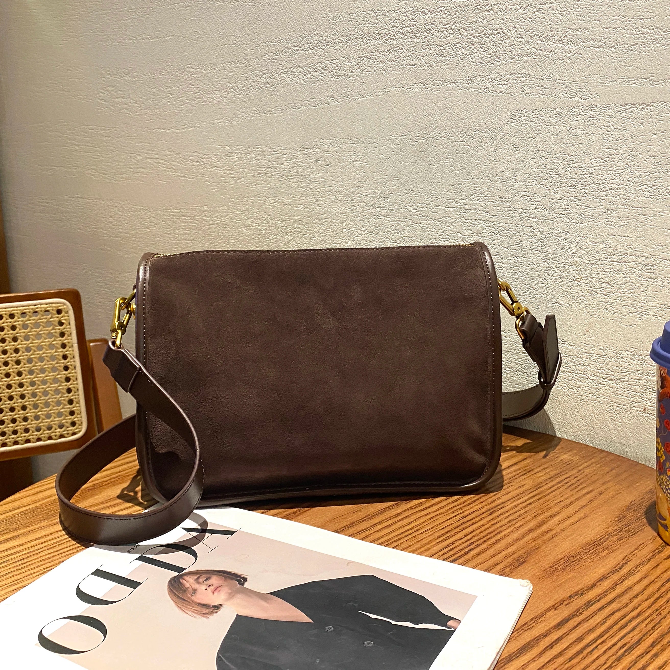 Everyday suede shoulder bag