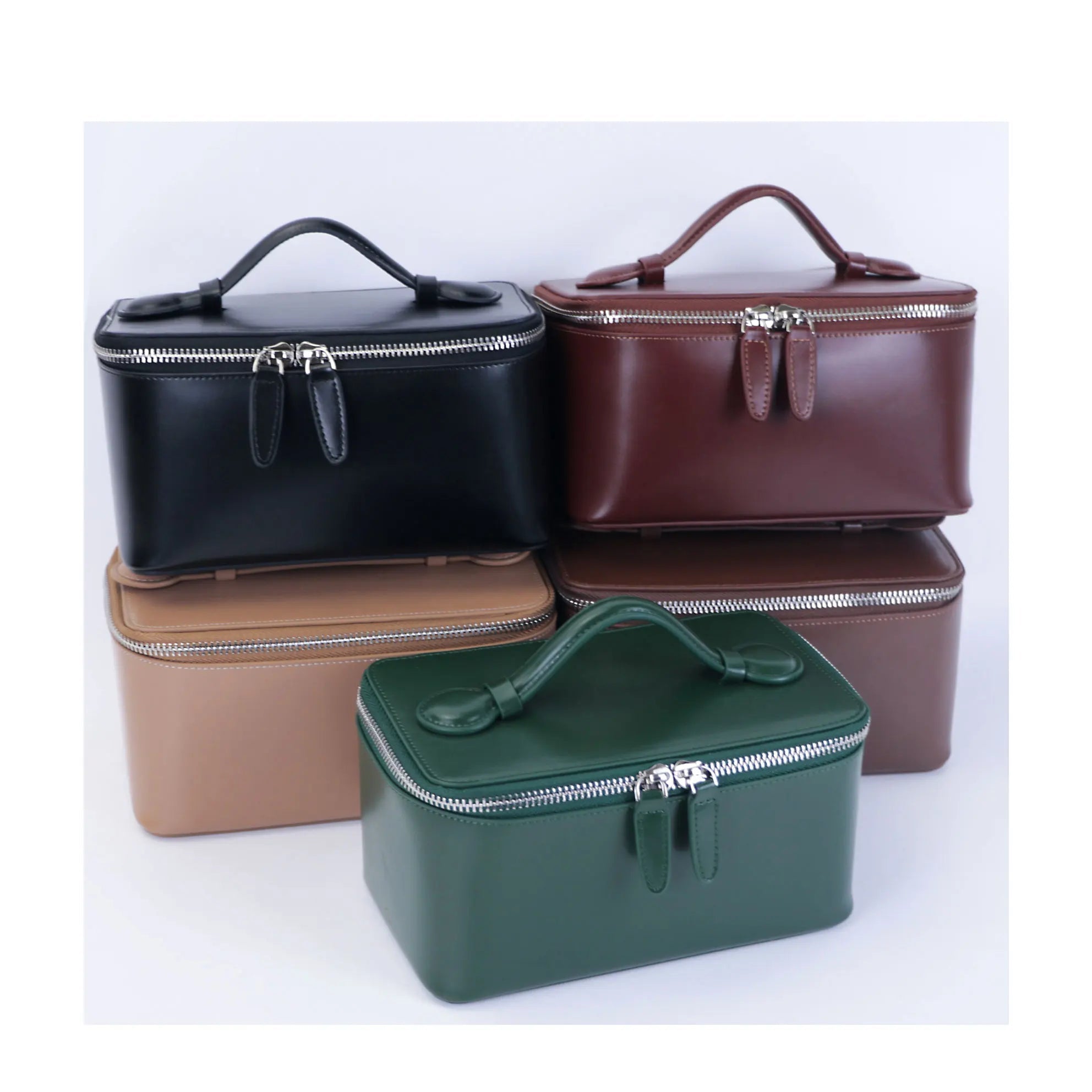 Travel leather vanity bag