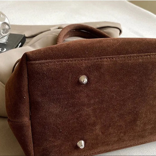 Vintage suede shopper tote bag