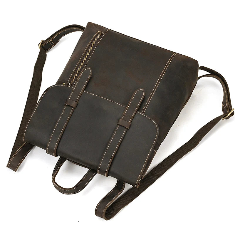 Structured leather rucksack backpack