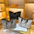 Large capacity leather shoulder tote bag
