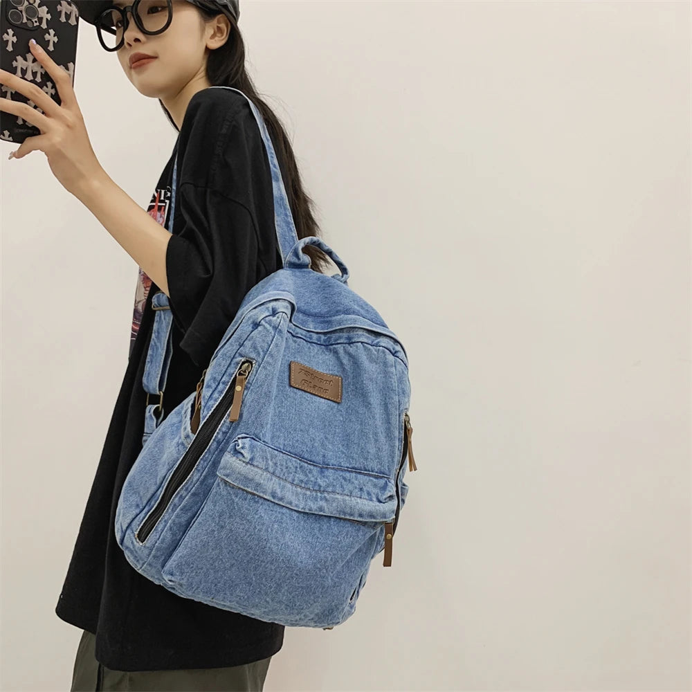 Denim fashion backpack