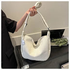 Corduroy handbag with adjustable shoulder strap