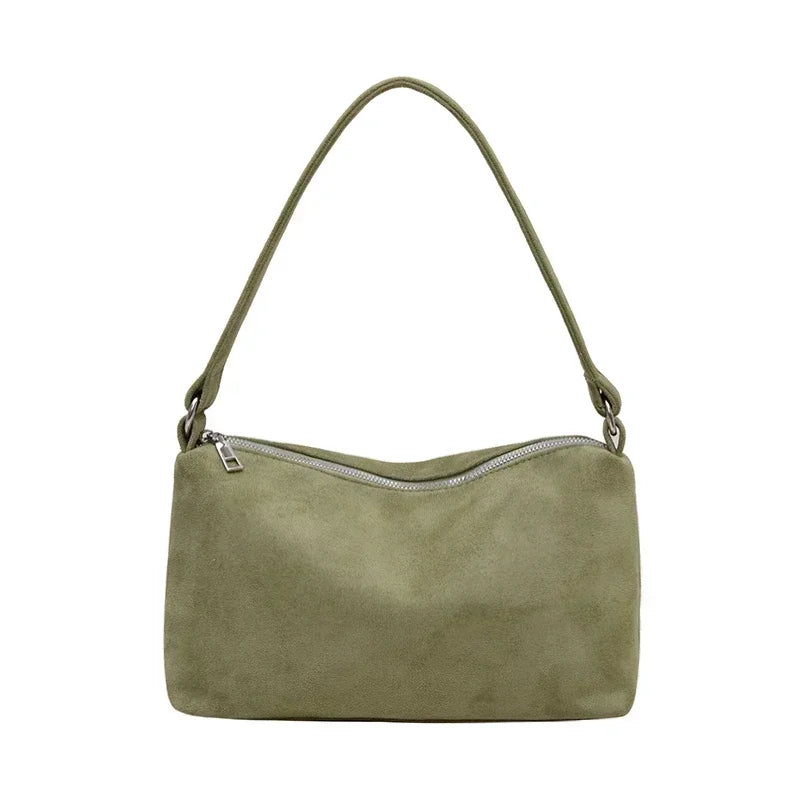 Structured suede shoulder bag