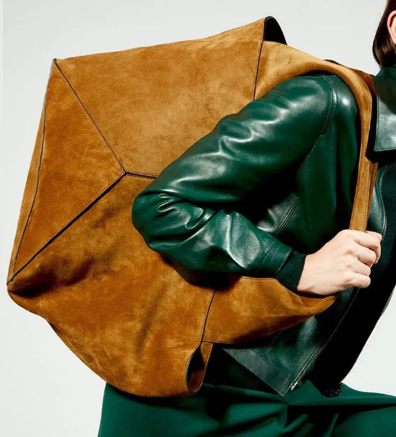 Large suede shopper handbag