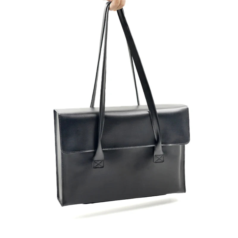 Women's leather laptop shoulder messenger bag