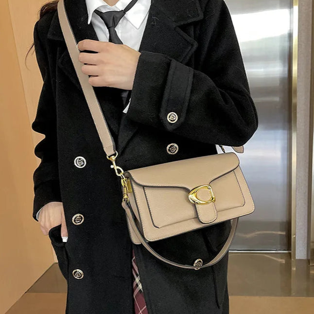 Designer inspired leather crossbody bag