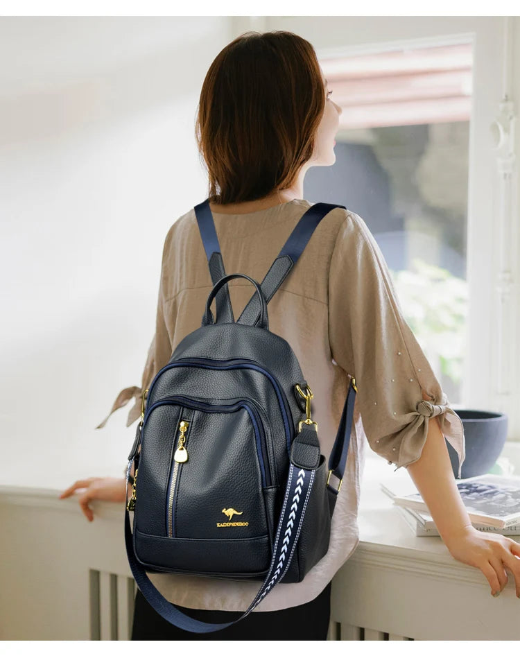 Modern leather backpack for women