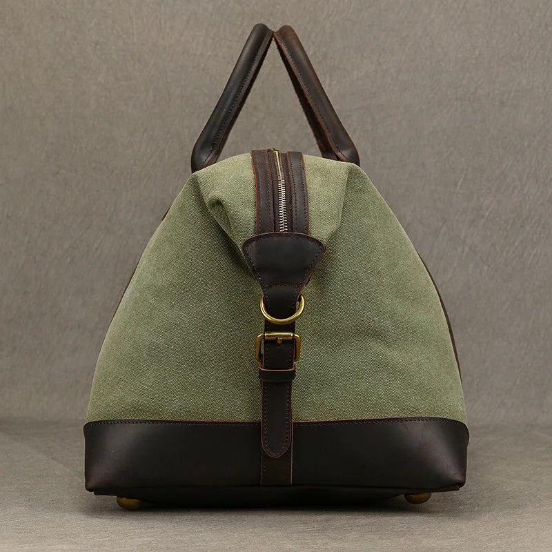 Soft leather overnight duffle bag