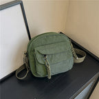 Small corduroy handbag with front zipper pocket