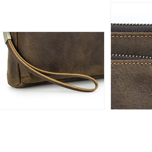 Leather zipper clutch