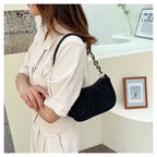 Corduroy handbag set with soft chain handle