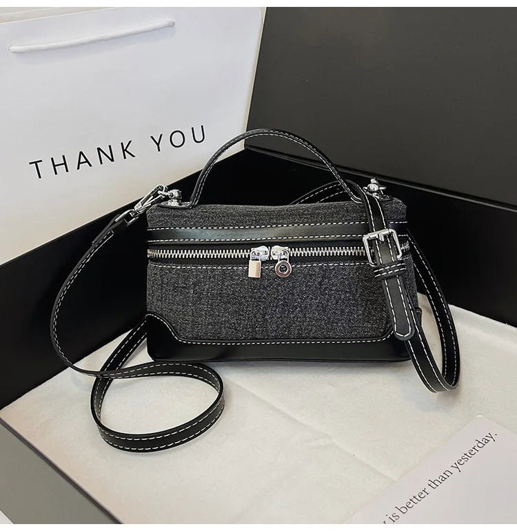 Crossbody denim purse with adjustable strap