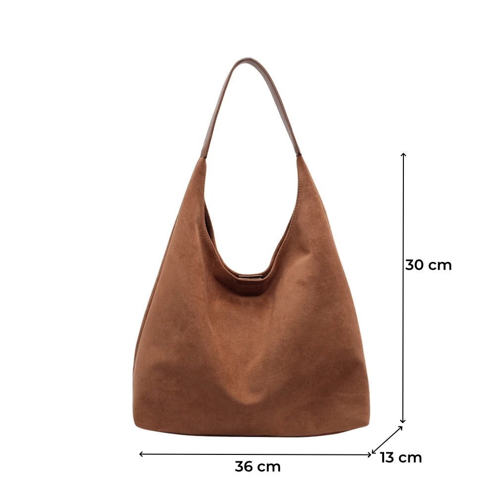 Chic suede slouch shoulder bag