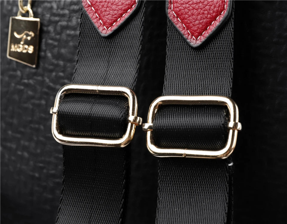 Contrast-strap leather backpack