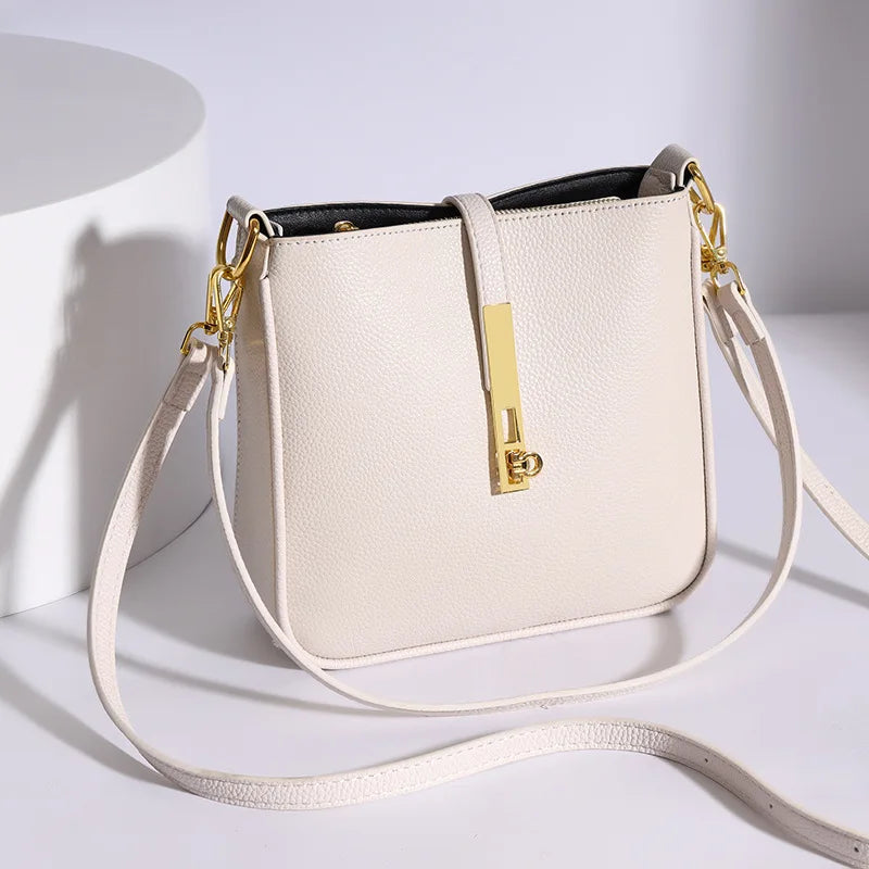 Functional leather crossbody bag