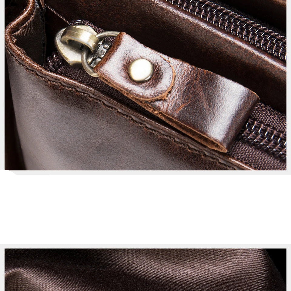 Dual-pocket leather fanny pack