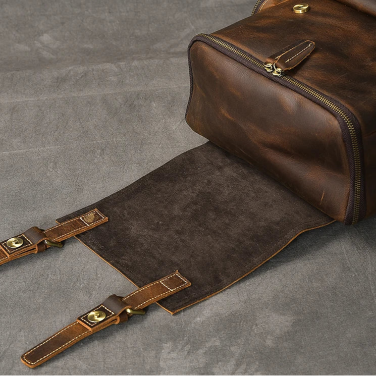 Vintage leather rucksack backpack for men