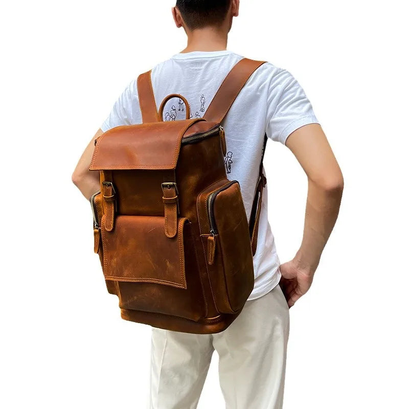 Classic leather hiking rucksack