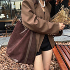 Suede shopper handbag
