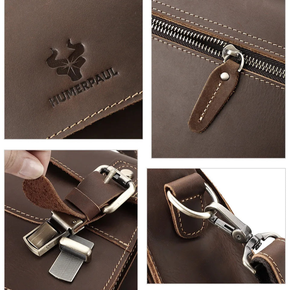 Large leather satchel shoulder bag