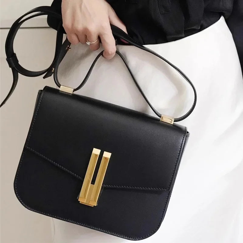Small structured leather crossbody bag