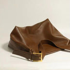 Large capacity leather hobo tote bag