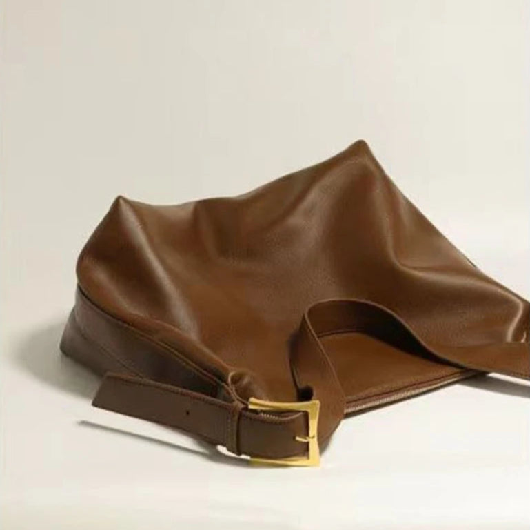 Large capacity leather hobo tote bag