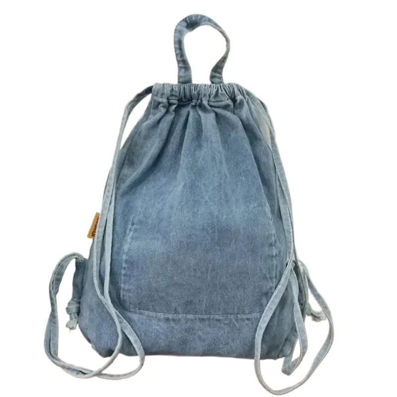 Casual denim drawstring backpack