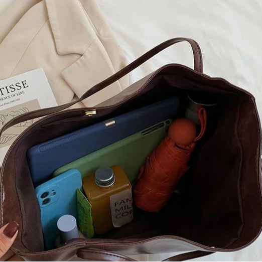 Sleek leather tote bag for women