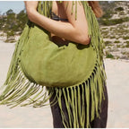 Boho suede shoulder bag