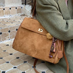 Structured modern suede handbag