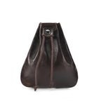 Compact drawstring pouch in leather