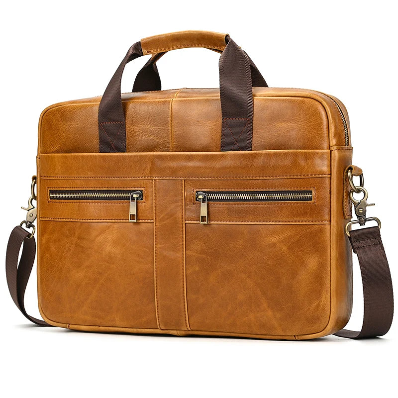 Structured leather laptop case