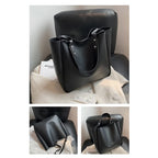 Black shoulder leather tote bag