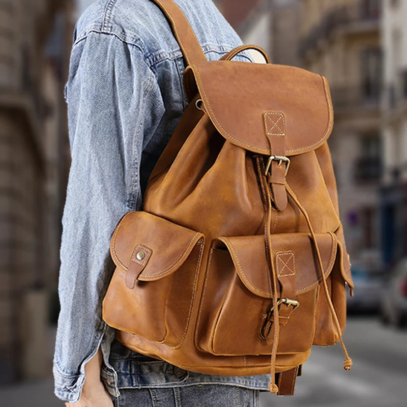 Leather rucksack for work and travel