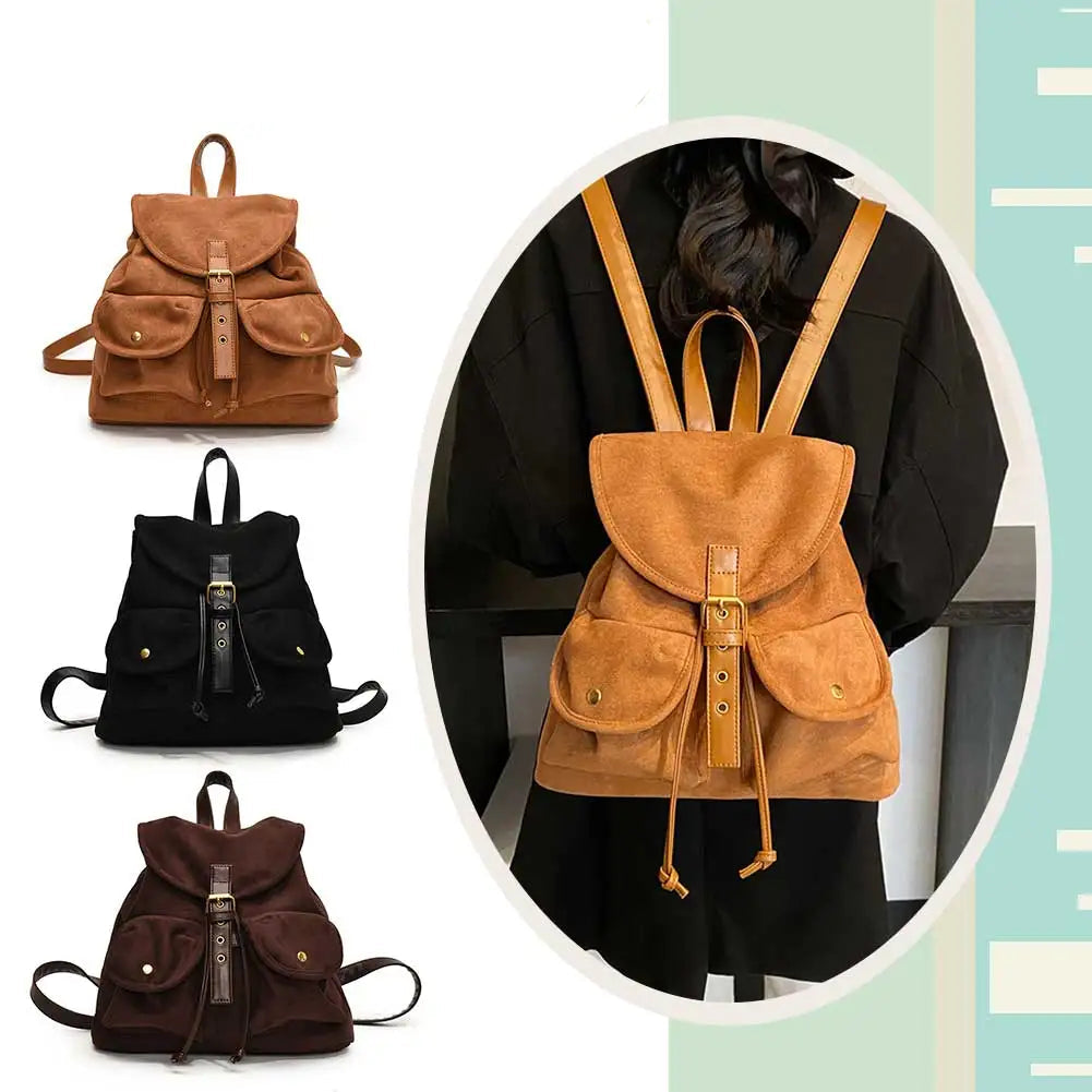 Soft suede backpack for women
