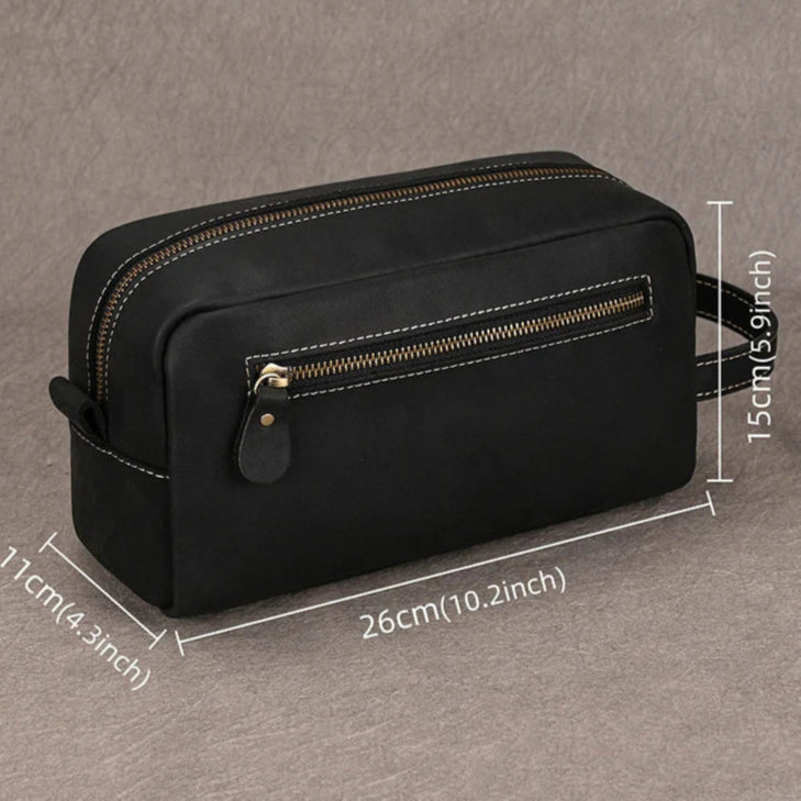 Leather grooming travel bag
