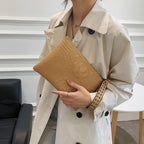Crocodile texture leather clutch bag