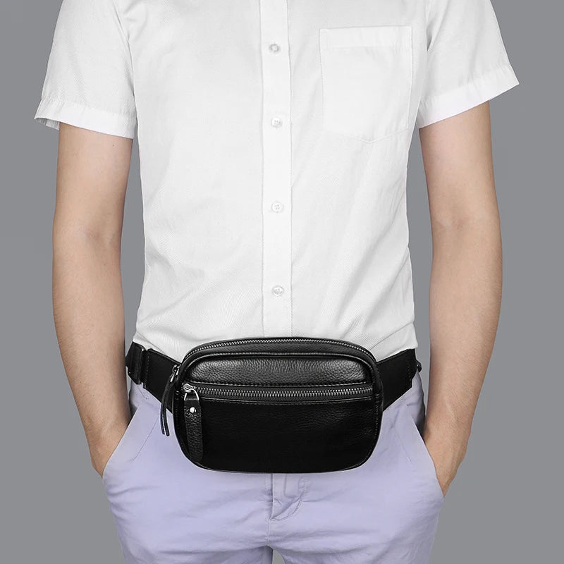 Zip-top leather belt bag