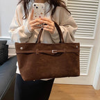 Vintage suede shopper tote bag