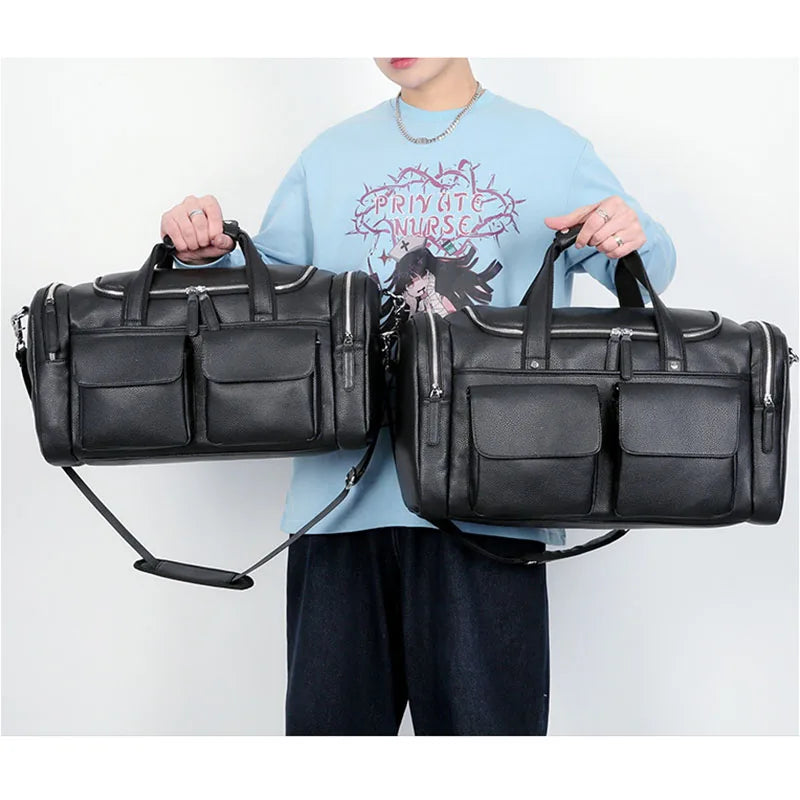 Urban leather holdall with top handles