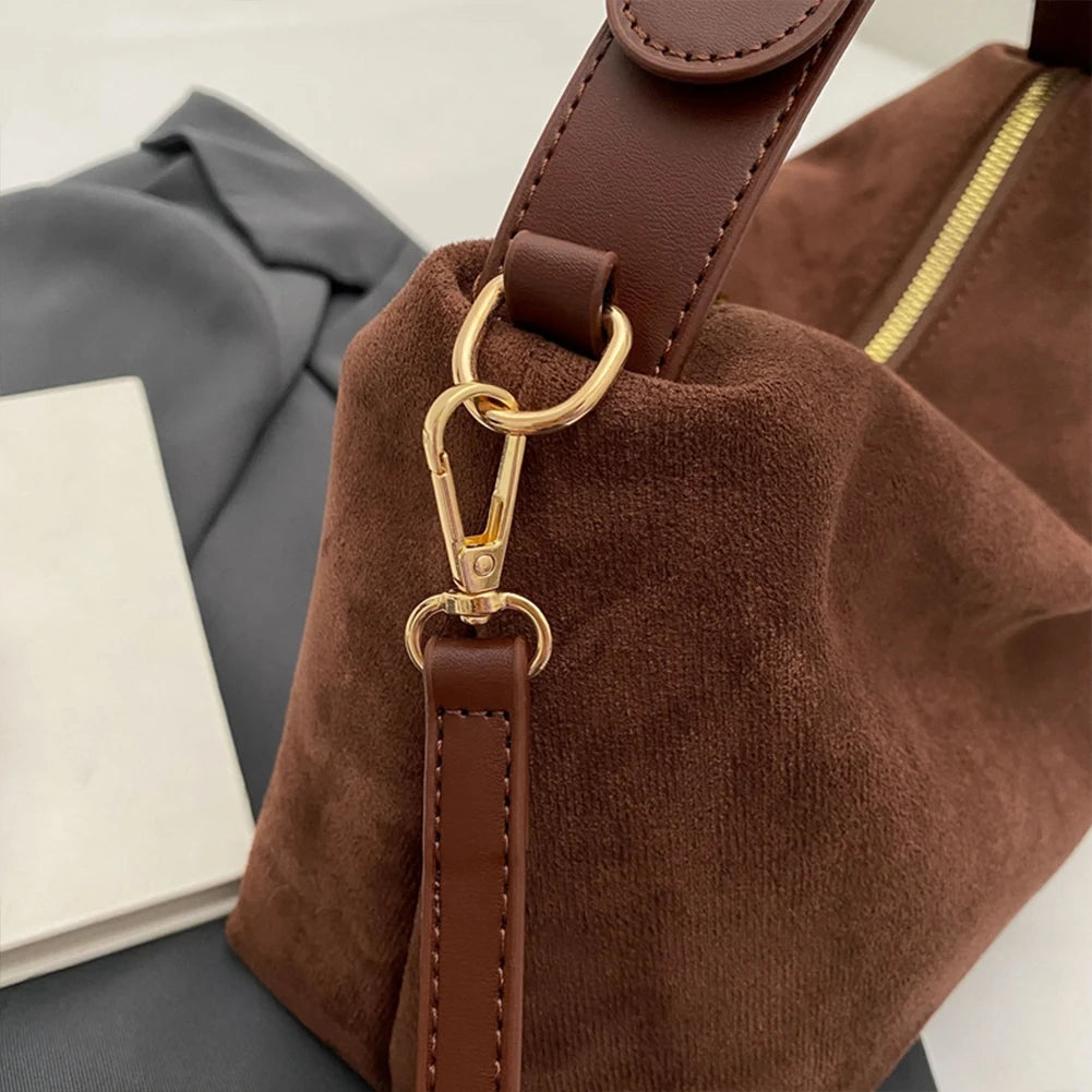 Suede shoulder handbag