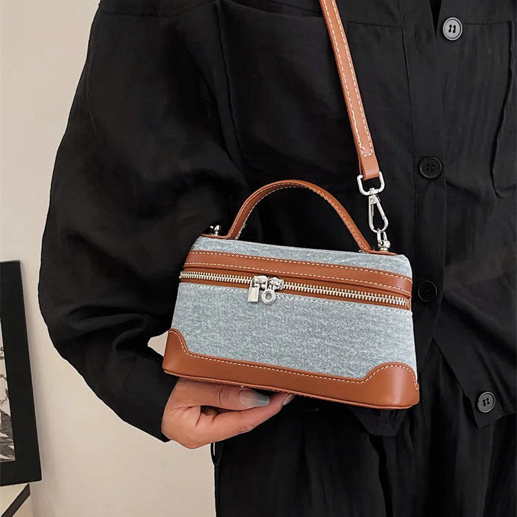 Crossbody denim purse with adjustable strap