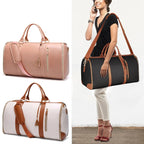 Large capacity travel leather duffle bag