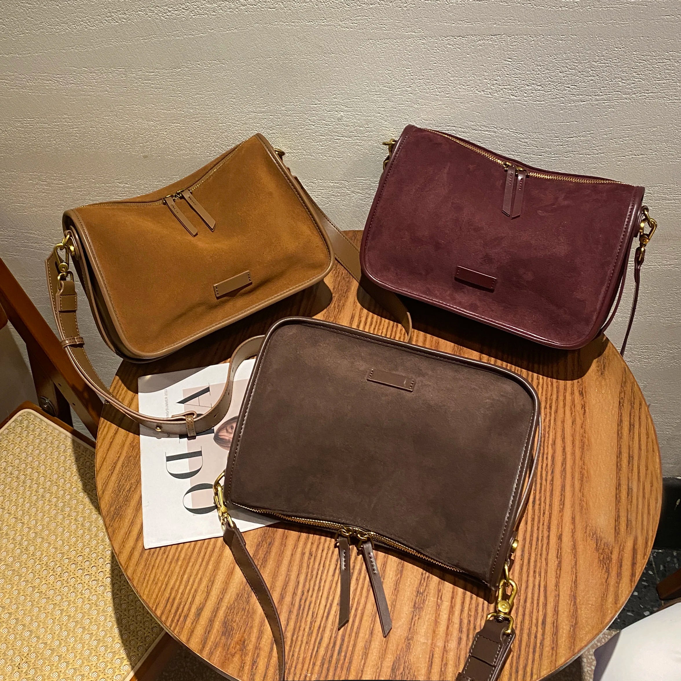 Everyday suede shoulder bag